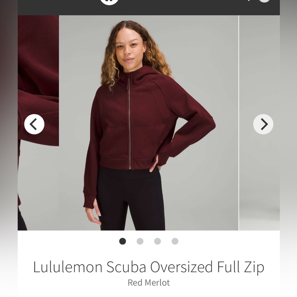 Lululemon Scuba Full Zip Cropped Oversized M/L Red Merlot